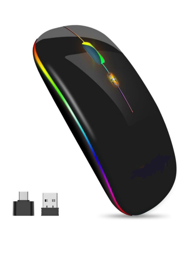 Bluetooth Wireless Slim Mouse - Dual Mode Rechargeable LED Optical Mouse (Bluetooth 5.0 & 2.4G USB) - Image 1
