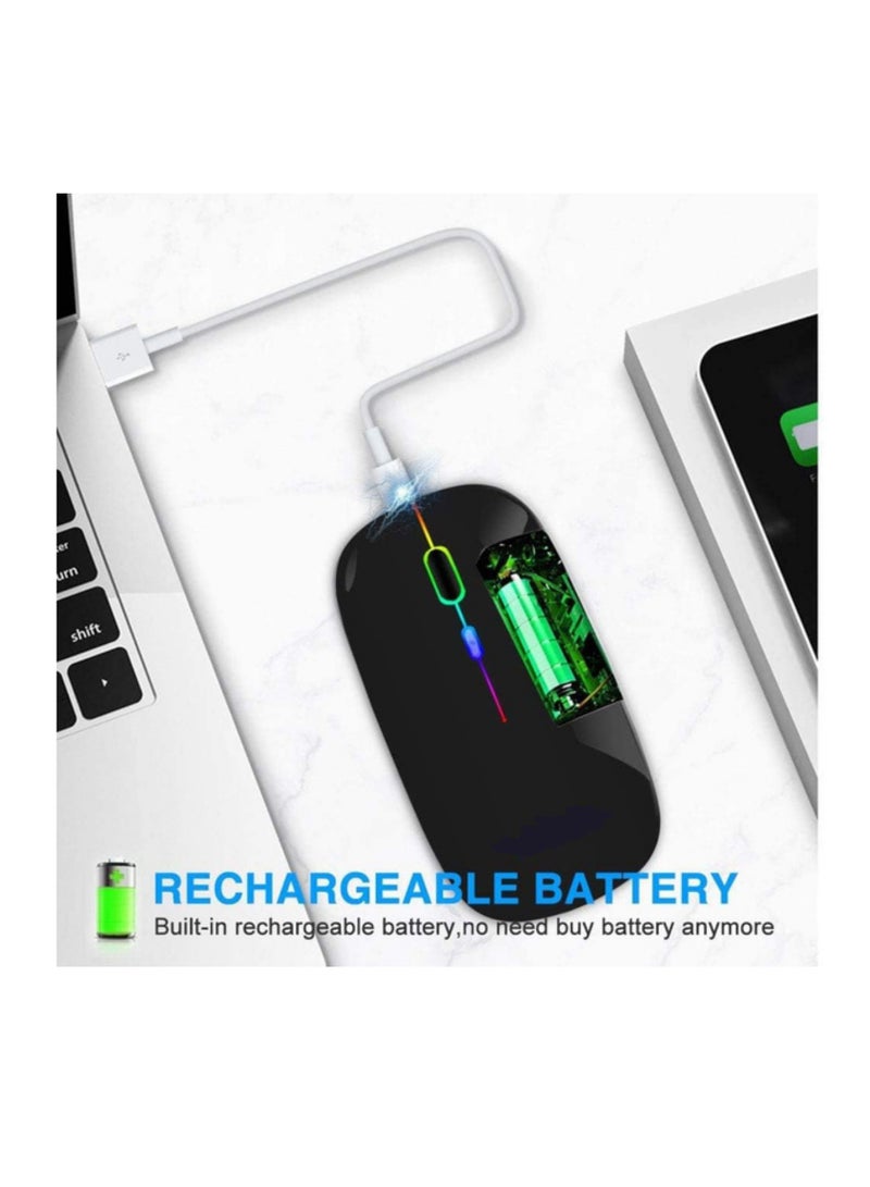 Bluetooth Wireless Slim Mouse - Dual Mode Rechargeable LED Optical Mouse (Bluetooth 5.0 & 2.4G USB) - Image 2