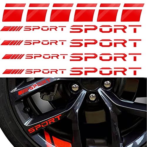 Pincuttee 14pcs Car Decal StickersWheel Rim Decal StickerSport Logo Reflective StickersSport Emblem Car Rear Bumper StickerRear Mirror Decals for All VehiclesRed14PCS - Image 1