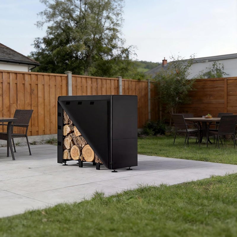 Water-resistant Wood Log Storage Shelter, Black 600D Heavy Duty Firewood Rack cover, 96.1 x 24.0 x 49.2 in Outdoor Woodpile Holder Protector, Tear-resistant Polyester for All Seasons - Image 2