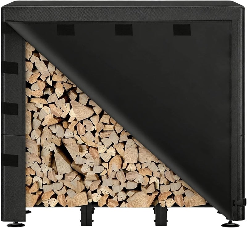 Water-resistant Wood Log Storage Shelter, Black 600D Heavy Duty Firewood Rack cover, 96.1 x 24.0 x 49.2 in Outdoor Woodpile Holder Protector, Tear-resistant Polyester for All Seasons - Image 1