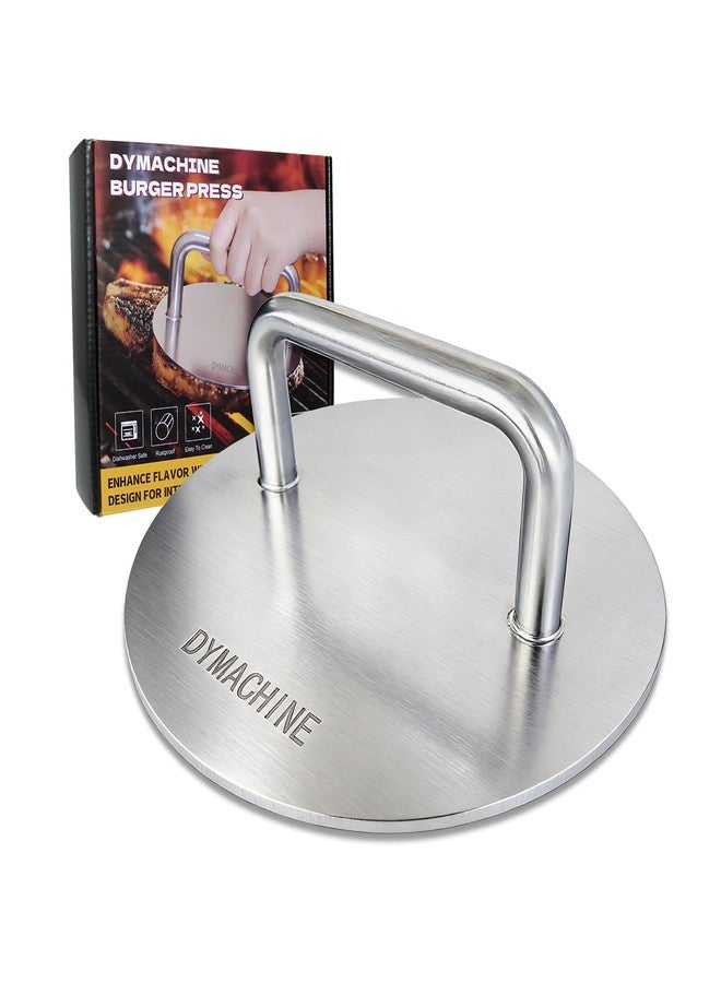DYMACHINE Smash Burger Press,7 Inch Stainless Steel Hamburger Press,2.5mm Thick Heavy Duty Non-Stick Smooth Smasher,Round Grill Weight Press, Griddle Press Kitchen Stuff,For Cooking Beef Bacon Steak - Image 1