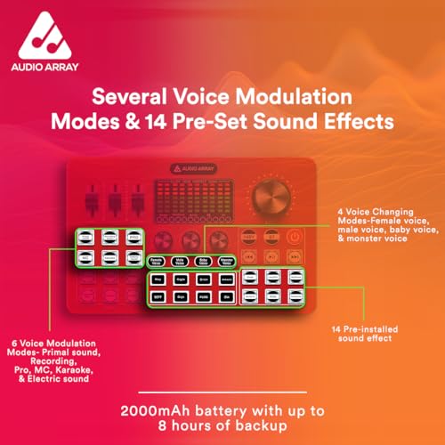 Audio Array AI-10 Professional Live Soundcard|1Ch Mixer |Bluetooth | 3 Condenser Mic Inputs, 2 mobilephones & PC/Mac Outputs | +48V phantom power, 4 Voice Modes, Denoise, built-in FX | Gaming, Karaoke - Image 4