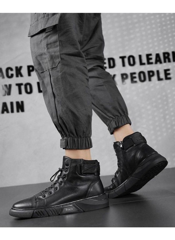 KUYING - New Men's Casual Leather Boots - Image 1