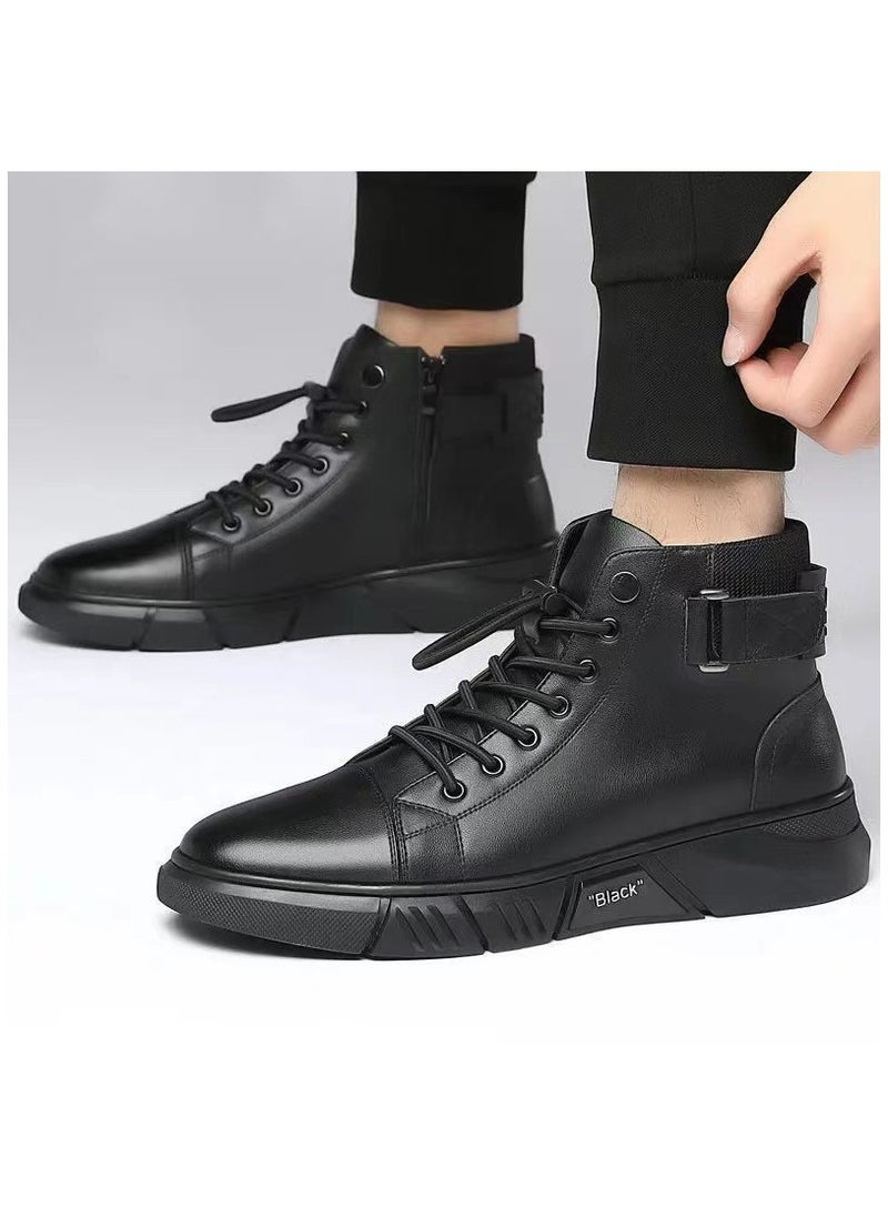 KUYING - New Men's Casual Leather Boots - Image 1