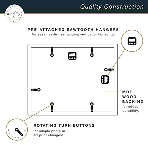 MCS Master & Co. Foundry Metal 11x14 Matted Picture Frame with 5x7 Photo Display, Brass Vertical & Horizontal Wall Hanging Frame for Photos & Artwork (1-Pack) - Image 4