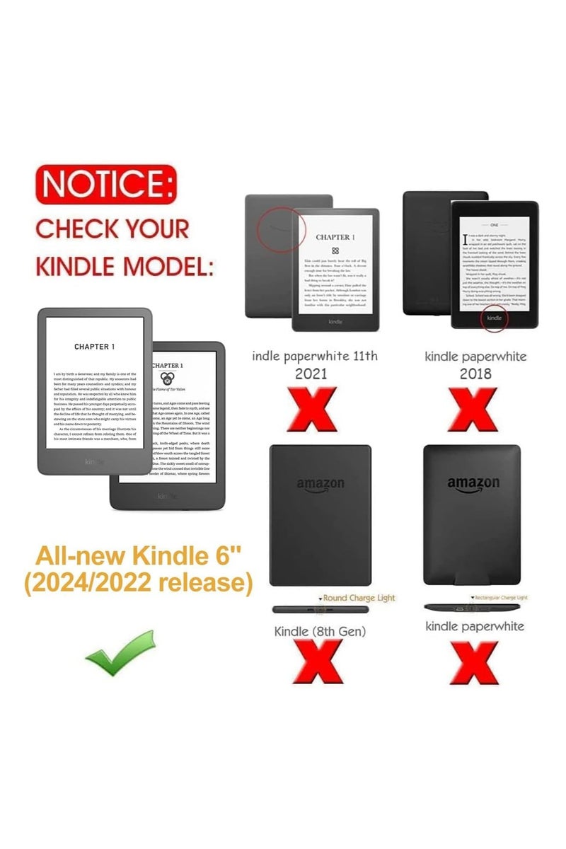 VKL Slimshell Case Cover for 6" Kindle 11th Generation 2024/2022, Smart Shell Cover with Stand Function and Auto Sleep/Wake -  grey (Black) - Image 2
