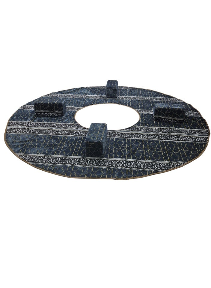 SMART HOME A 6-piece heritage ground seating set suitable for travel, camping, and gardening. The set includes a large round mattress with double padding, a bag, and four bolsters with the bag. The seat features beautiful patterns, double stitching, 20mm padding, and a waterproof Tanzanian underlay fabric. The heavy-duty seating set is made of 8mm and 1mm square tubes. The luxurious set matches the picture. Mattress size is 300x300 cm and the bolster size is 25x50 cm - Image 3