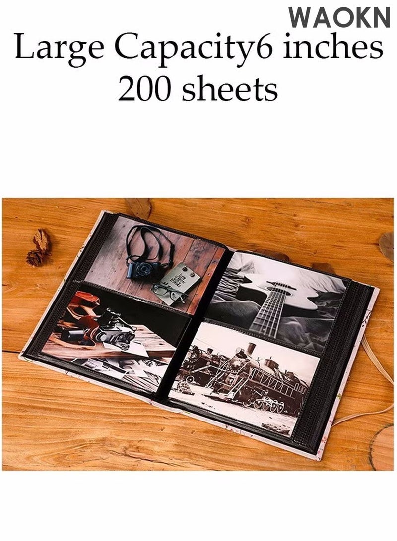 دبليو أيه أو كي أن ألبومات صور عائلية صغيرة محمولة، 200 جيب، نمط زهور، ألبوم صور بحجم 6 بوصات، ألبوم صور محمول، ألبوم صور متين محمول للعائلة والزفاف والأولاد والبنات، هدية عيد ميلاد، لون وردي - Image 4