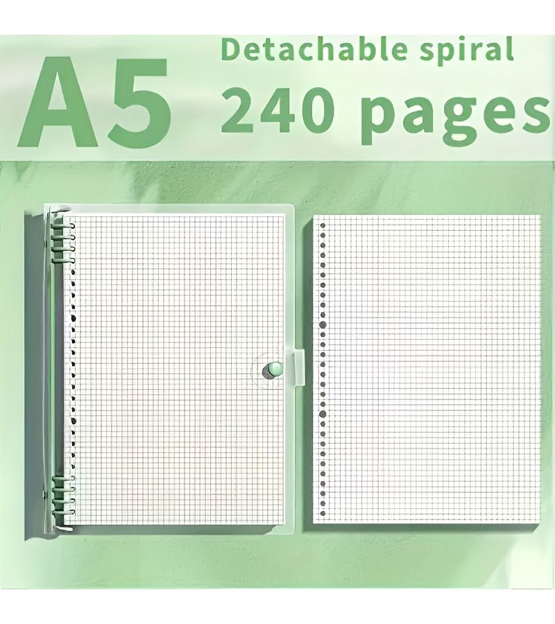 A5 Purple Loose Leaf Grid Book 240 Pages Soft Leather Spiral Binding Fantasy Style - Image 1