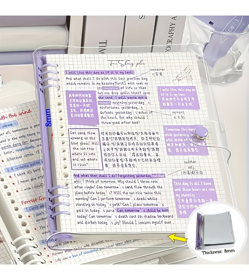 A5 Purple Loose Leaf Grid Book 240 Pages Soft Leather Spiral Binding Fantasy Style - Image 4