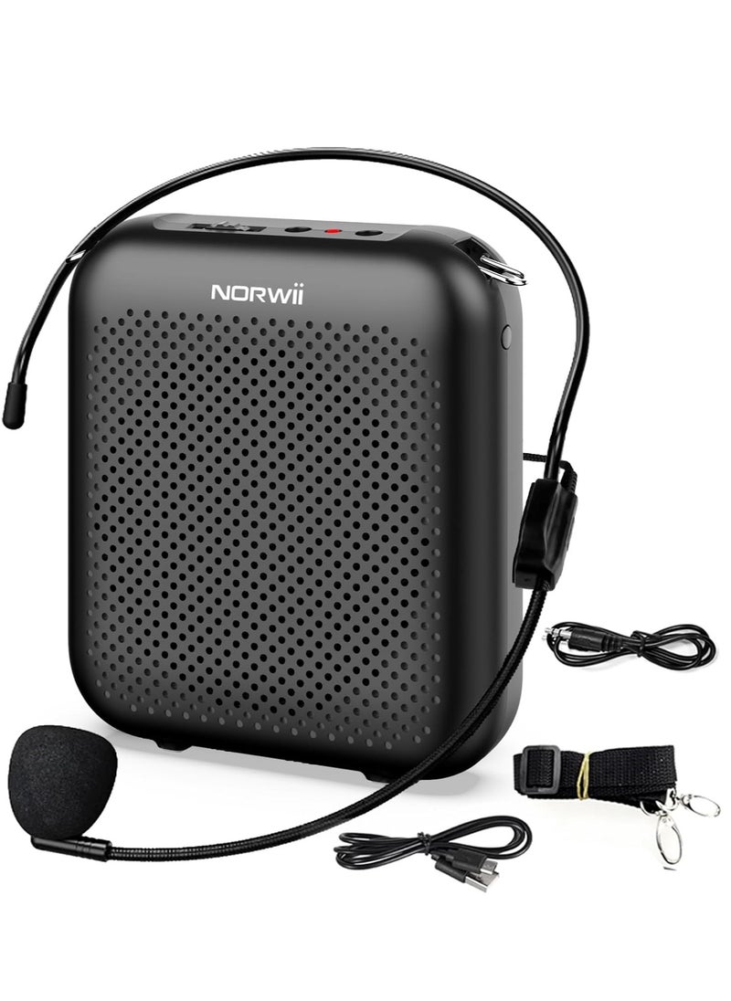 Norwii NORWII S358 Portable 2000mAH Rechargeable Voice Amplifier with Wired Microphone Headset & Waistband, Personal Microphone and Speaker for Teachers Tour Guides (Black)  - Image 1