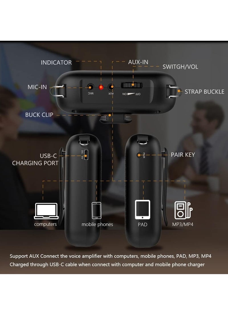 Norwii NORWII S358 Portable 2000mAH Rechargeable Voice Amplifier with Wired Microphone Headset & Waistband, Personal Microphone and Speaker for Teachers Tour Guides (Black)  - Image 4