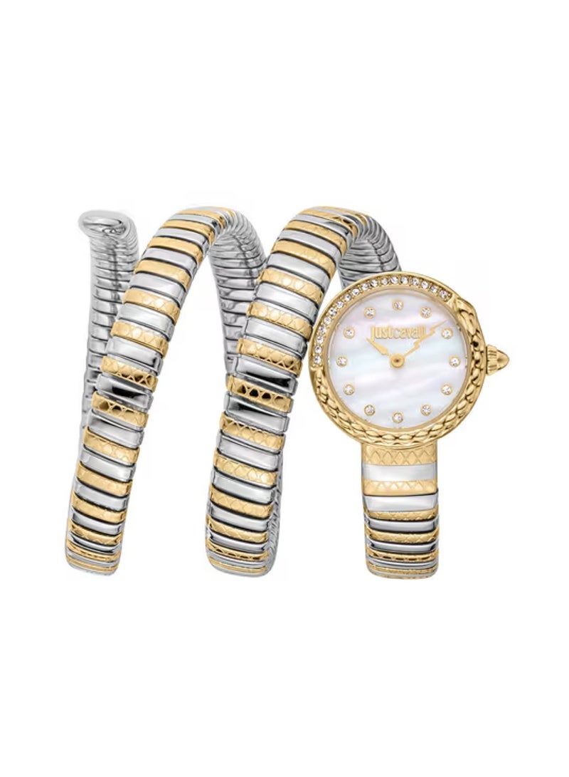 Just Cavalli ساعة نسائية تناظرية كوارتز بحزام من الفولاذ المقاوم للصدأ بلونين JC1L302M0055 - Image 1