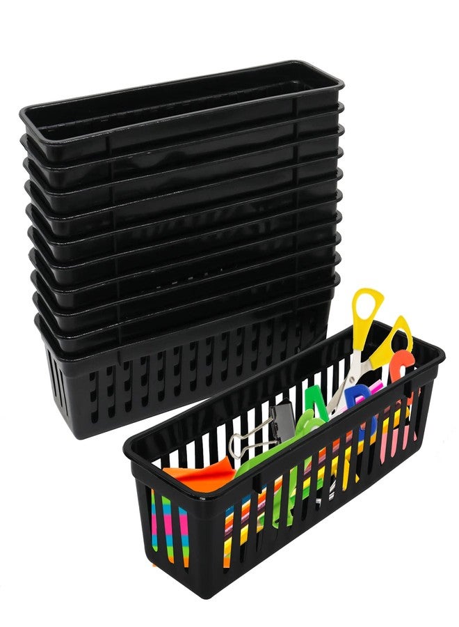 FEOOWV Classroom Pencil or Rubber Organizer Basket Trays, Office Supply Baskets Organization Trays for Home School Classroom Office 12 Pack (Black) - Image 1