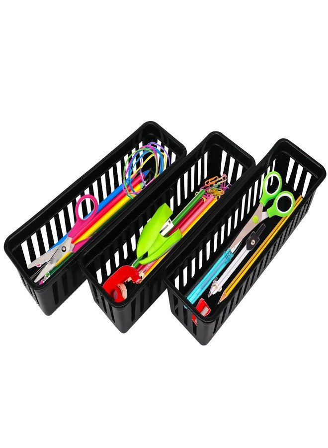 FEOOWV Classroom Pencil or Rubber Organizer Basket Trays, Office Supply Baskets Organization Trays for Home School Classroom Office 12 Pack (Black) - Image 4