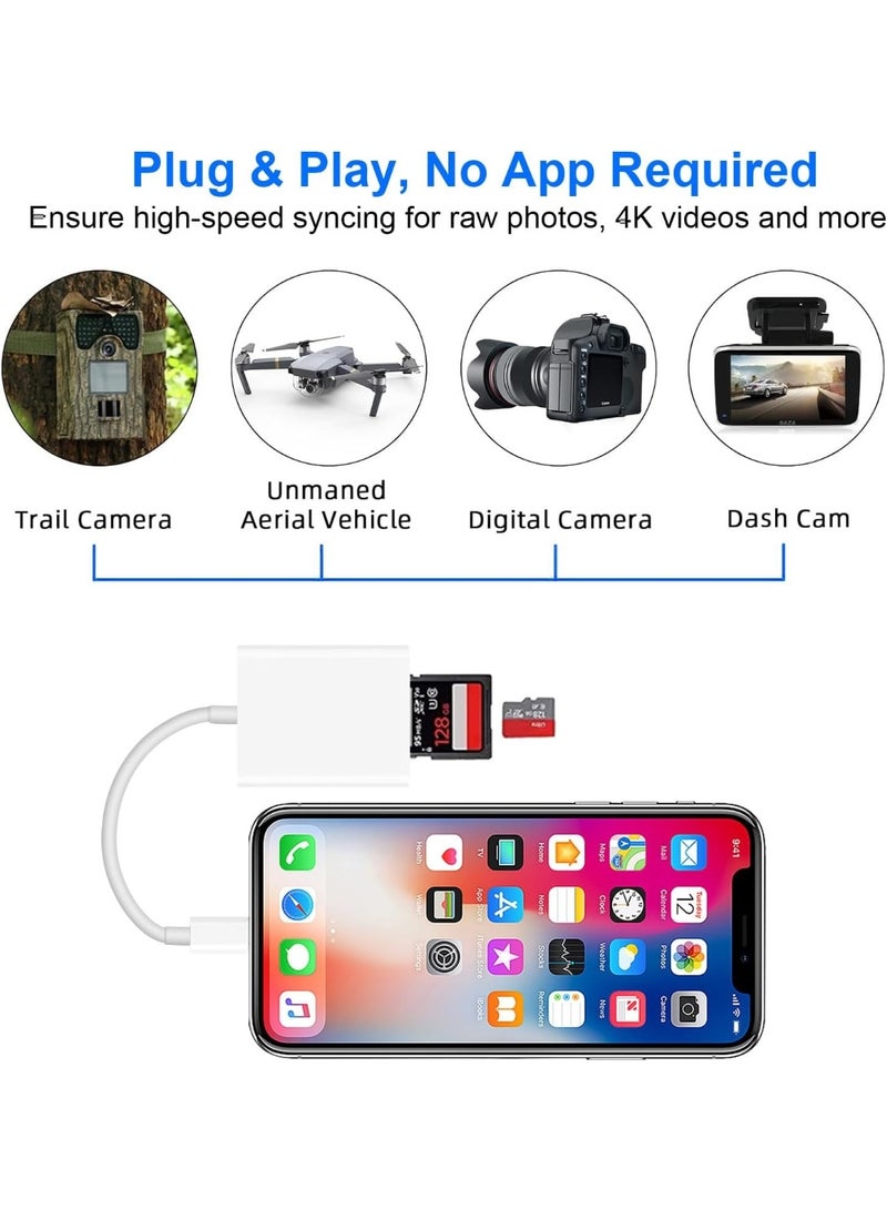SD Card Reader for iPhone iPad, USB C SD Card Reader with Dual Slot for MicroSD/SD, Type C OTG Adapter, Camera Card Viewer Memory card reader, sd card Readers for i-Phone/iPad/Android/Camera - Image 4