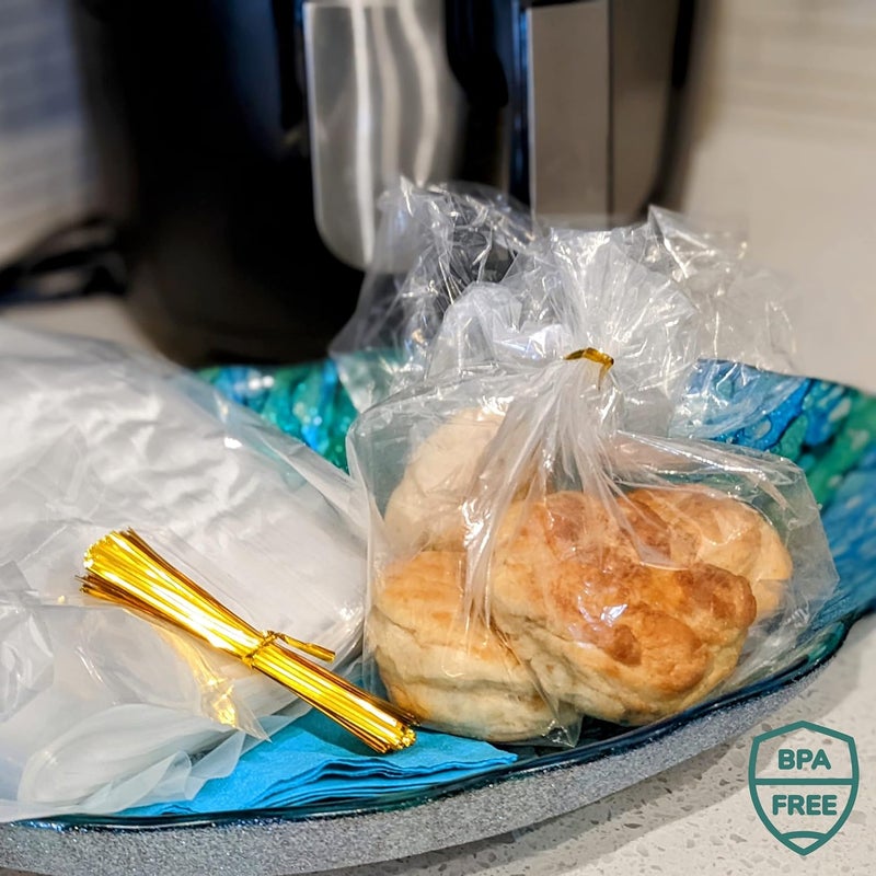 FUNSTITUTION Reusable Plastic Bread Bags for Homemade Bread - 200 Pack Clear Bag with Ties For An Airtight Moisture-free Preservation and Storage - Loaf for Home Bakers and Bakery Owners - Image 5