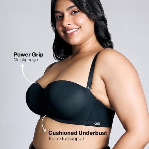 NYKD (NYB027 Padded & Wired Ultimate Multiway Strapless Bra for Women | Anti Slip Bra with Seamless Neckline & Soft Detachable Straps - Black (34C) - Image 3
