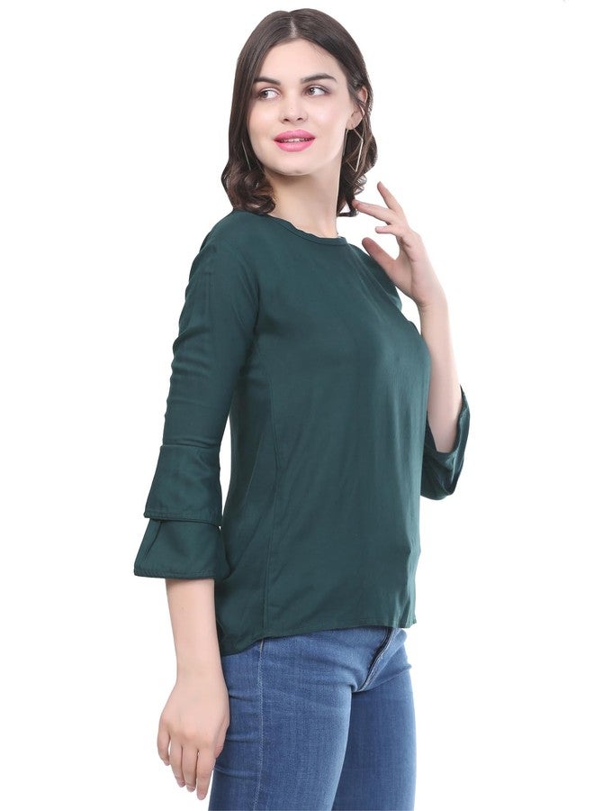 SNIFFY Regular rayon girls top for summer seesion (TOP-606-GREEN-13-14Y) - Image 3