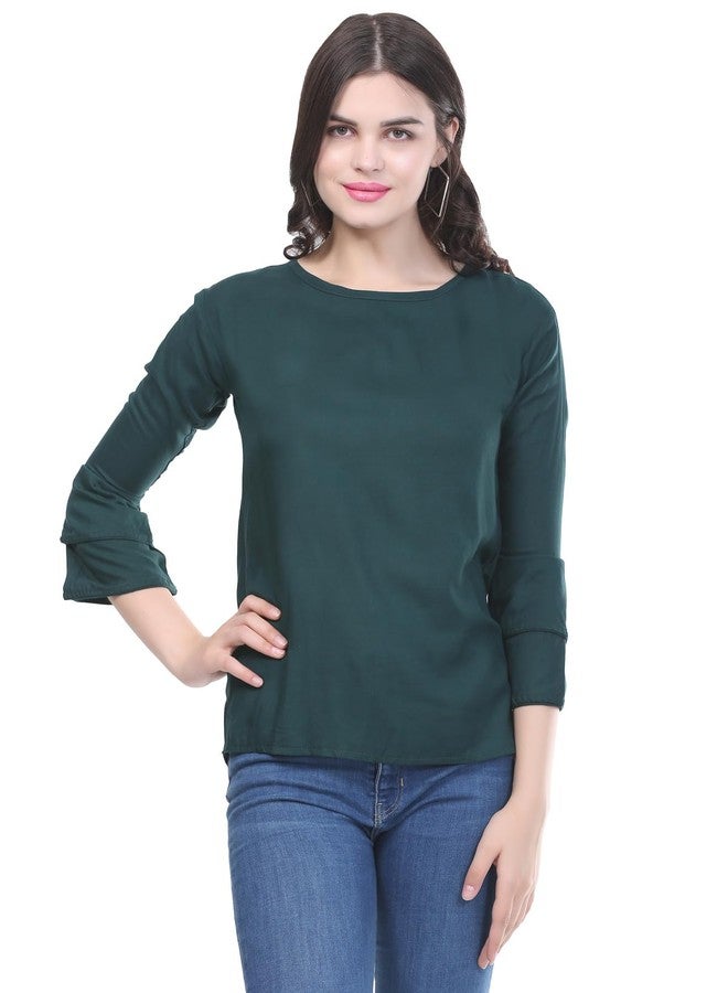 SNIFFY Regular rayon girls top for summer seesion (TOP-606-GREEN-13-14Y) - Image 1
