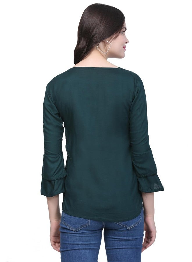 SNIFFY Regular rayon girls top for summer seesion (TOP-606-GREEN-13-14Y) - Image 4