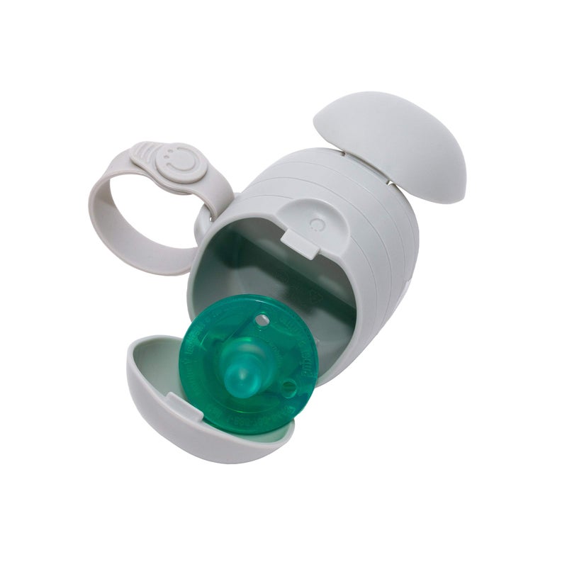 Ubbi On The Go Dual Pacifier Holder  Keeps Babys Binkies Clean And Accessible  Includes Silicone Strap  Gray - Image 1