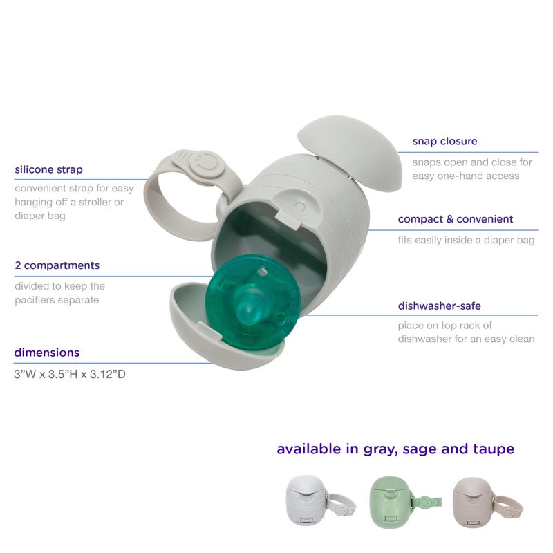 Ubbi On The Go Dual Pacifier Holder  Keeps Babys Binkies Clean And Accessible  Includes Silicone Strap  Gray - Image 3