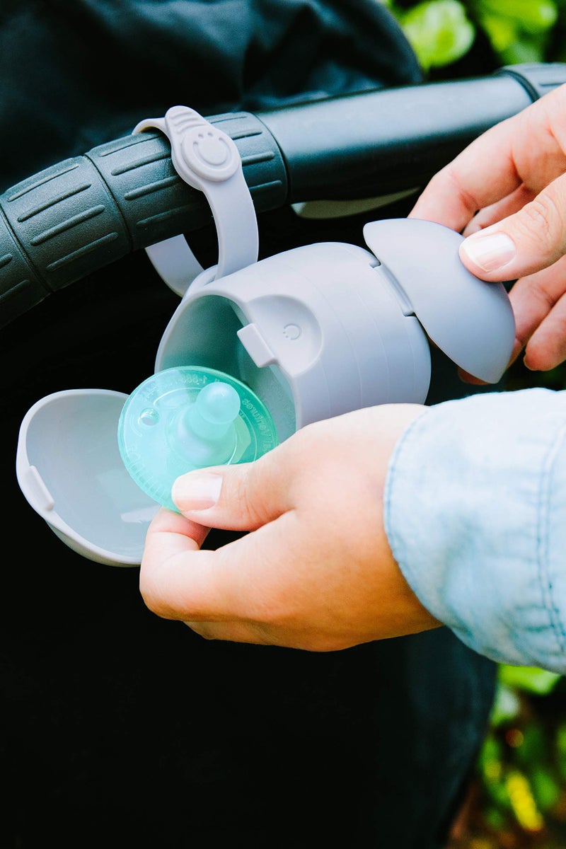 Ubbi On The Go Dual Pacifier Holder  Keeps Babys Binkies Clean And Accessible  Includes Silicone Strap  Gray - Image 5