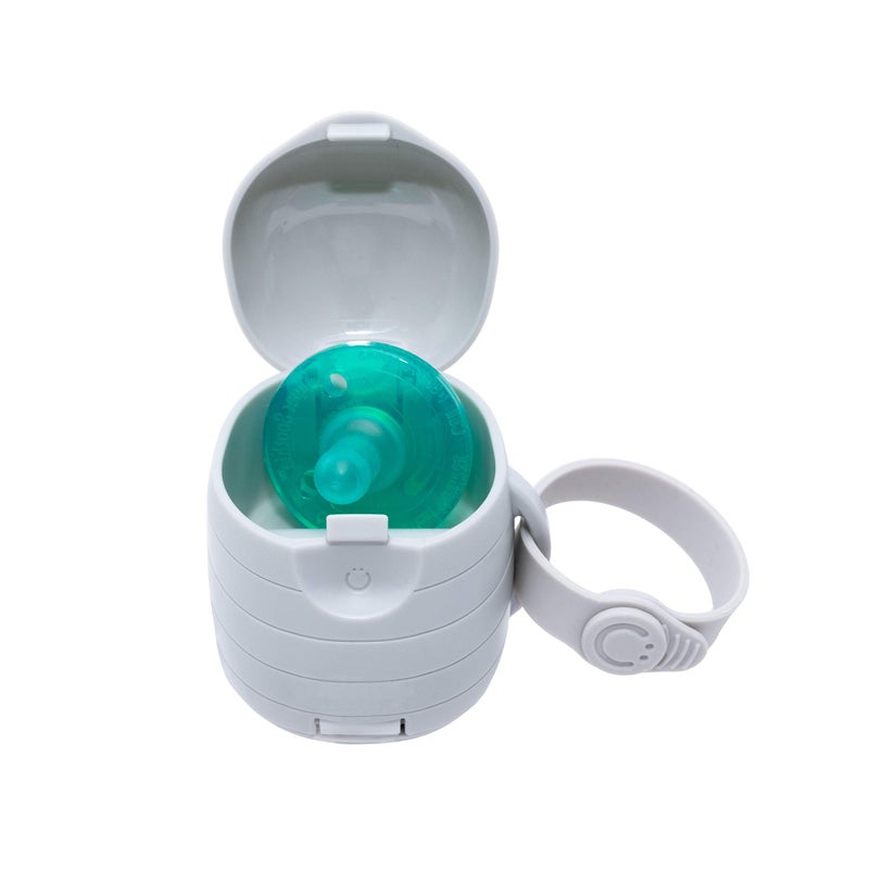 Ubbi On The Go Dual Pacifier Holder  Keeps Babys Binkies Clean And Accessible  Includes Silicone Strap  Gray - Image 2