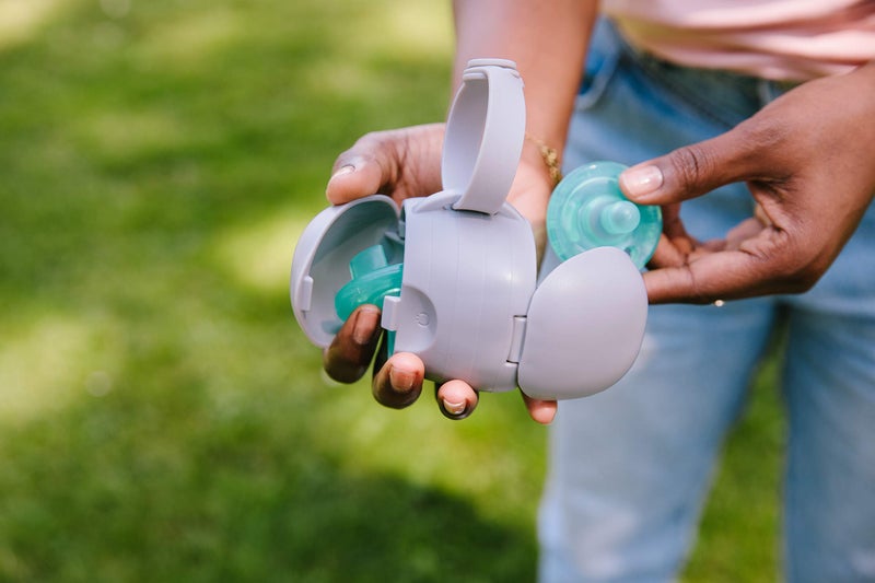 Ubbi On The Go Dual Pacifier Holder  Keeps Babys Binkies Clean And Accessible  Includes Silicone Strap  Gray - Image 4