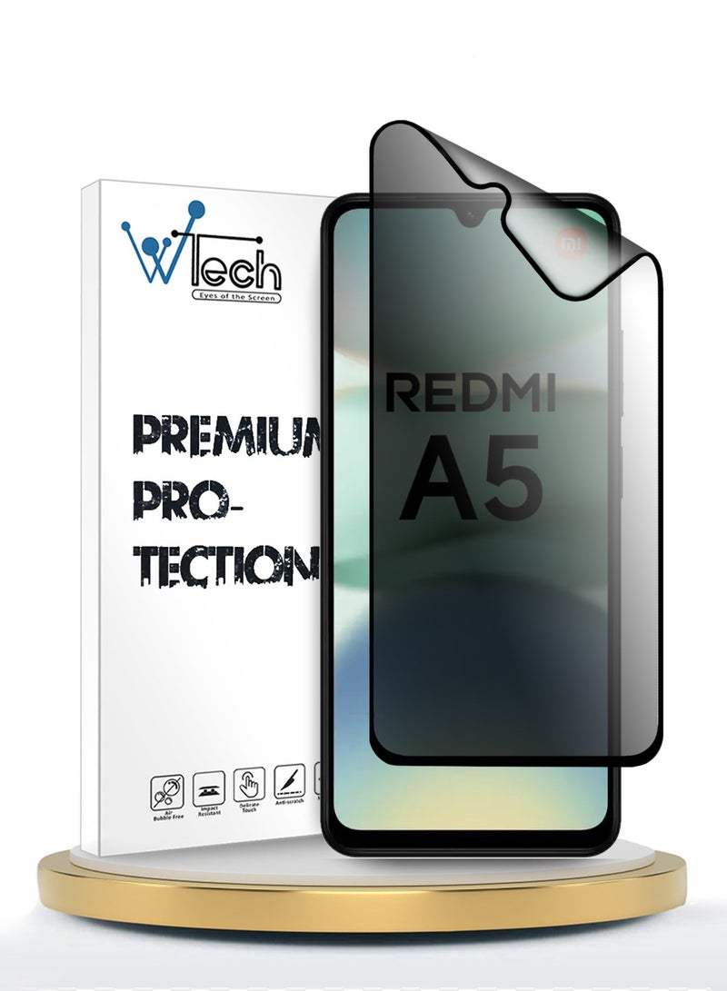 Wtech Xiaomi Redmi A5 4G 2025 Premium Nano Ceramic Privacy Full Glue Full Cover Matte Flexible Screen Protector (MSCNMP) - Clear/Black - Image 1