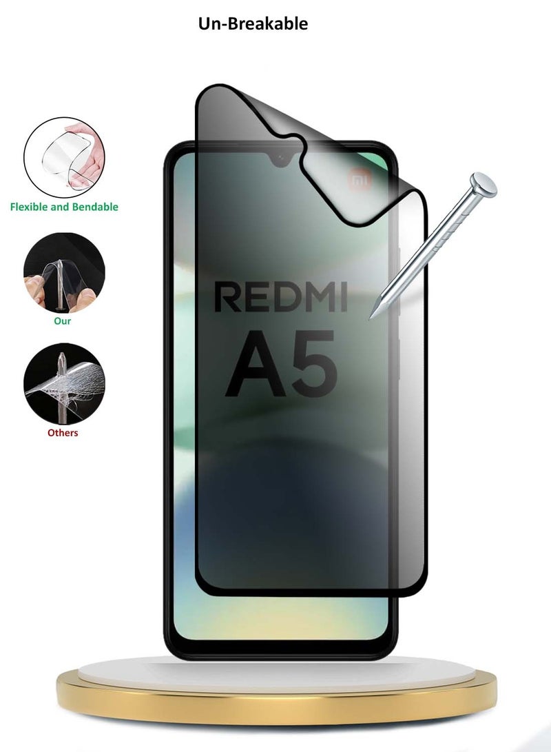 Wtech Xiaomi Redmi A5 4G 2025 Premium Nano Ceramic Privacy Full Glue Full Cover Matte Flexible Screen Protector (MSCNMP) - Clear/Black - Image 4