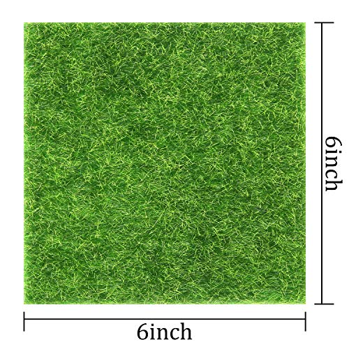 Elcoho 10 Pieces Fake Grass for Crafts Fairy Garden 6 x 6 Inches Artificial Garden Grass for Miniature Ornament Dollhouse DIY Decoration - Image 2