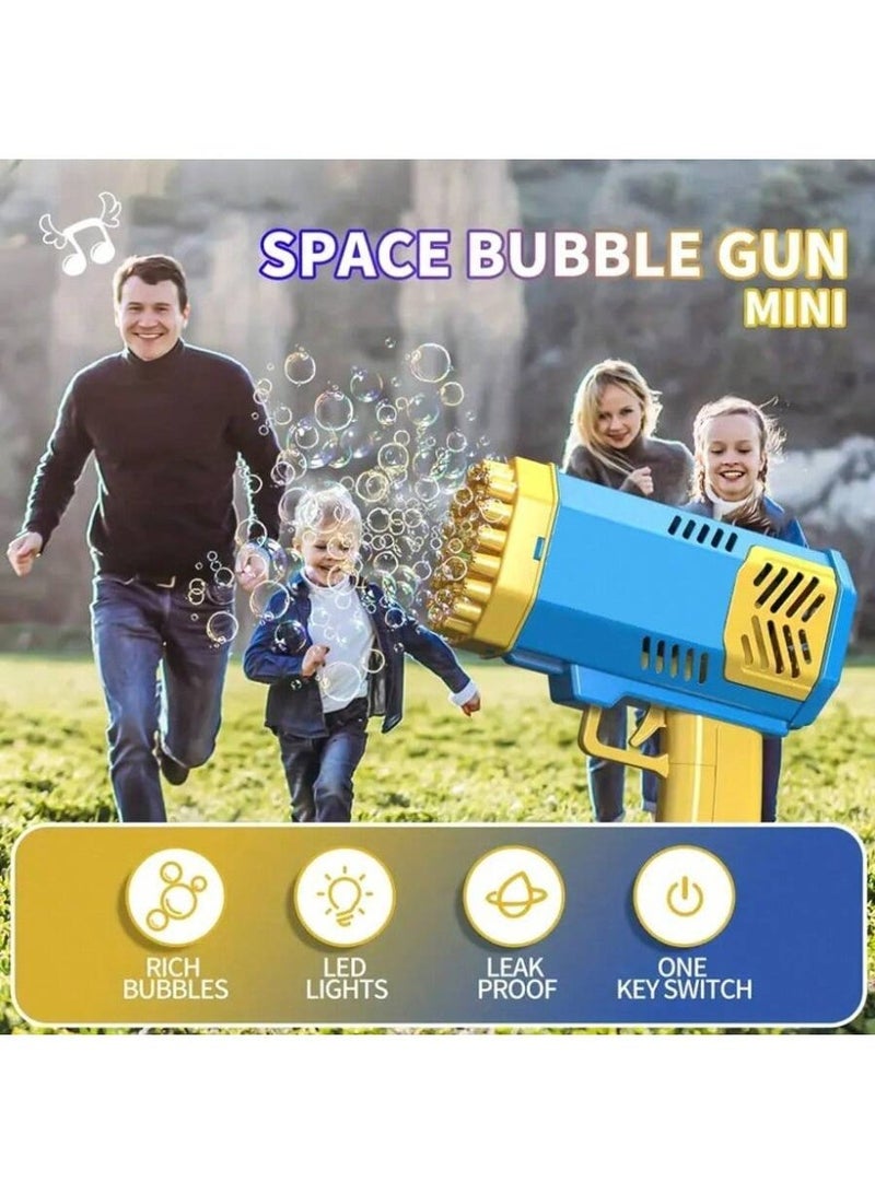 Blue and yellow automatic bubble gun that produces lots of bubbles, perfect for kids’ outdoor play. - Image 5