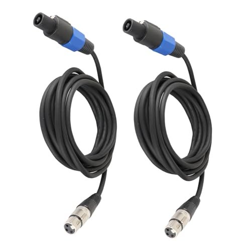 HBU 15 Feet Pack of 2 SpeakOn to XLR Cable - 2pcs Speak-On Male to 3 Pole XLR Female Extension Wire - 15ft. DJ PA Stage Audio Jack Microphone 3 Pin Connection Wiring with Twist Lock - Image 1