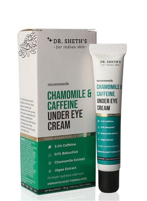 Chamomile & 2.5% Caffeine Under Eye Cream Reduces Fine Lines Wrinkles & Puffiness Aging Cream 15gm