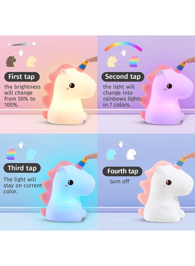 Mr. Penda Unicorn Night Light for Girls Bedroom, Unicorns Gifts for Girls, Cute Night Lights for Kids Room, Squishy Silicone Nursery Lamp, LED Color Changing USB Rechargeable Baby Toddler Decor - Image 2