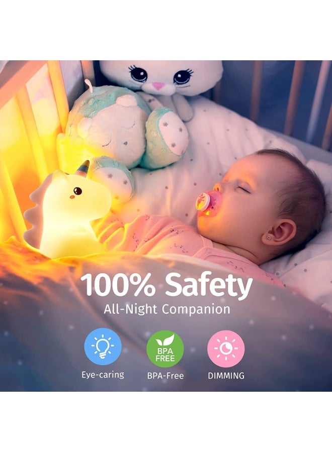 Mr. Penda Unicorn Night Light for Girls Bedroom, Unicorns Gifts for Girls, Cute Night Lights for Kids Room, Squishy Silicone Nursery Lamp, LED Color Changing USB Rechargeable Baby Toddler Decor - Image 4