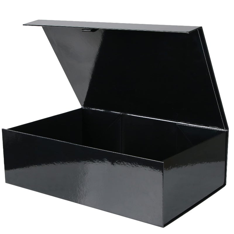 Aimyoo 1 Pack Black Collapsible Gift Box with Magnetic Closure Lids  Rope for Easy Opening 138x9x43 Bridesmaid Groomsman Proposal Boxes Rectangle Storage Present Boxes