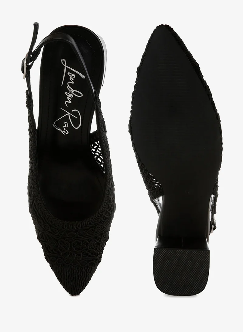 London Rag SH5405_BLACK London Rag Women's Woven Design Slingback Sandal in Black for Women | Best Price UAE