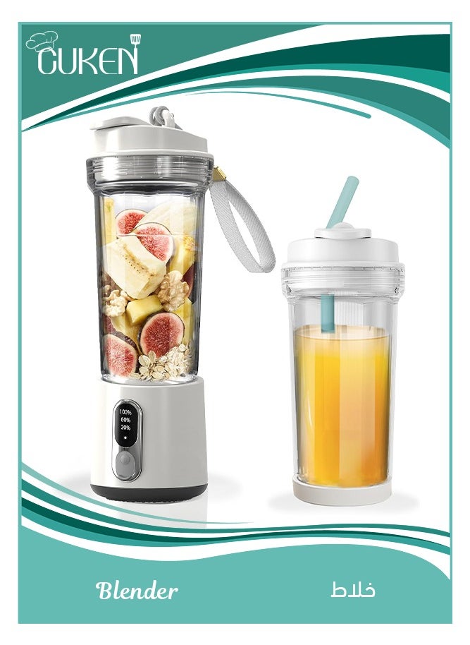 Cuken Portable Blender, 500ml Personal Blender for Shakes, Smoothies with Travel Lid, With up to 22,000rpm to Pulverize Ice, Frozen Fruits, USB Rechargeable, For Kitchen, Gym, Outdoor  - Image 1