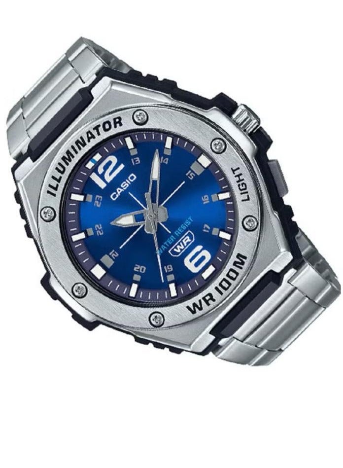 كاسيو ساعة كاسيو للرجال بمينا لون ازرق و سوار من الستانلس ستيل MWA-100HD-2AVDF - Image 2
