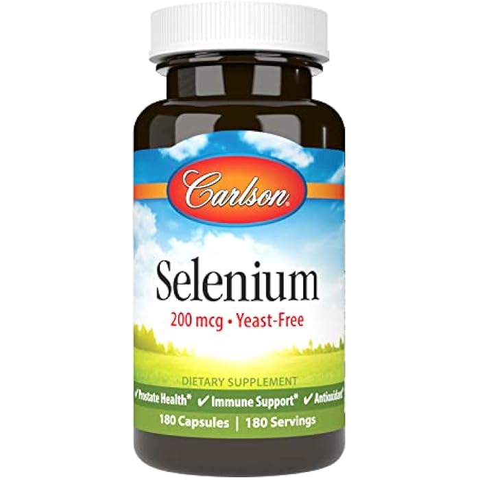 Carlson - Selenium, 200 mcg Yeast-Free, Prostate Health & Immune Support, Antioxidant, 180 capsules - Image 1