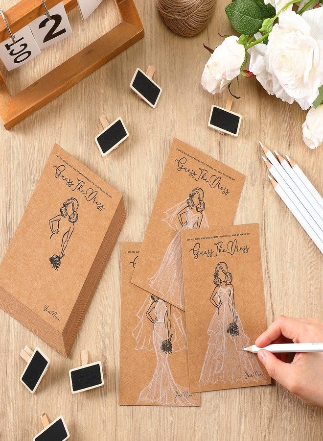 Sinload 30 Set Guess the Dress Bridal Shower Games for Guest Bridal Shower Game Include 30 Wedding Shower Card 30 Water Soluble Pencil 30 Fun Wooden Clip 1 String Rope Wedding Party Supplies Game Idea - Image 3