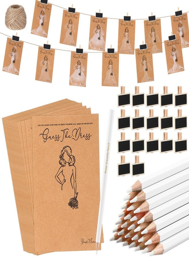 Sinload 30 Set Guess the Dress Bridal Shower Games for Guest Bridal Shower Game Include 30 Wedding Shower Card 30 Water Soluble Pencil 30 Fun Wooden Clip 1 String Rope Wedding Party Supplies Game Idea - Image 1