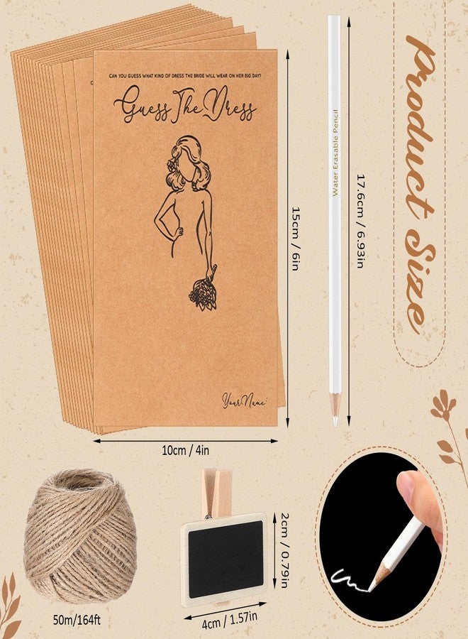 Sinload 30 Set Guess the Dress Bridal Shower Games for Guest Bridal Shower Game Include 30 Wedding Shower Card 30 Water Soluble Pencil 30 Fun Wooden Clip 1 String Rope Wedding Party Supplies Game Idea - Image 2
