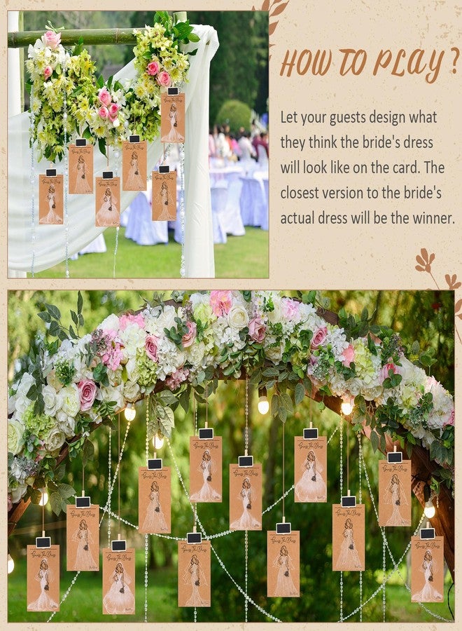 Sinload 30 Set Guess the Dress Bridal Shower Games for Guest Bridal Shower Game Include 30 Wedding Shower Card 30 Water Soluble Pencil 30 Fun Wooden Clip 1 String Rope Wedding Party Supplies Game Idea - Image 5