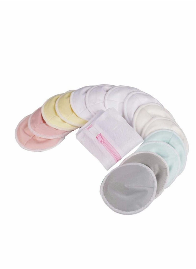 Excefore Organic Bamboo Nursing Breast Pads - 14 Washable Pads + Wash Bag - Breastfeeding Nipple Pad for Maternity - Reusable Breast Pads for Breastfeeding (Pastel Touch, Large 4.8")  - Image 2