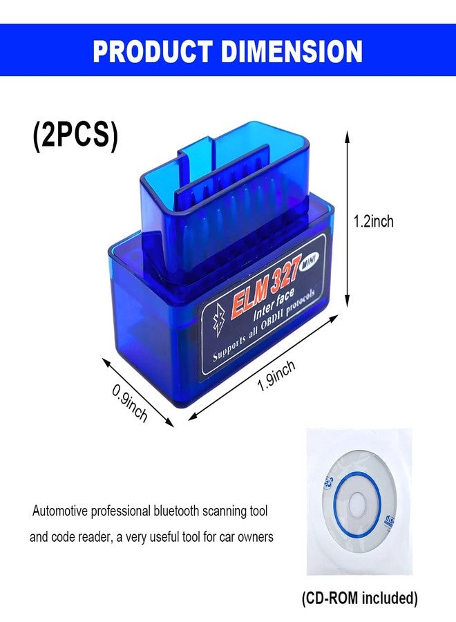 NYTKL 2 PCS ELM327 OBDII Car Auto Diagnostic Scanner, Professional Wireless Bluetooth Scan Tool Failure Detector, OBD2 Engine Fault Code Reader for Android Windows, Car Accessories - Image 2